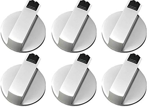 Janasiba Botón de estufa, perilla de horno 6 piezas, aleación de 6 mm universal de plata de gas para cocina de gas, adaptador para horno, interruptor giratorio