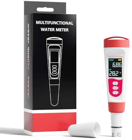 Flysocks 4 en 1 Medidor del Agua, pH/TDS/EC/Temperatura Probador de Calidad del Agua, Medidor con LCD de Calibración Automática y Retroiluminación, para Hidropónico, Jardín, Piscina, y Acuario