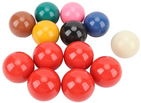 Fockety 13-teilige Snookerbälle, Reguläre Größe 52,2Mm / 2,1Zoll, Professionelle Billardbälle mit Queue-Ball, Standard-Harz-Billard-Bälle, Snooker-Ball-Set für Billardtische, Freizeitspiel