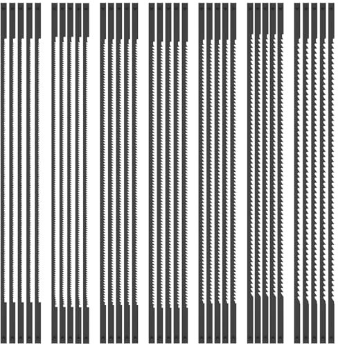 Lot de 35 lames de scie à chantourner avec tige - 165 mm - En acier au carbone - 10/12/15/18/20/24/28 - Pour bois, plastique, métal souple