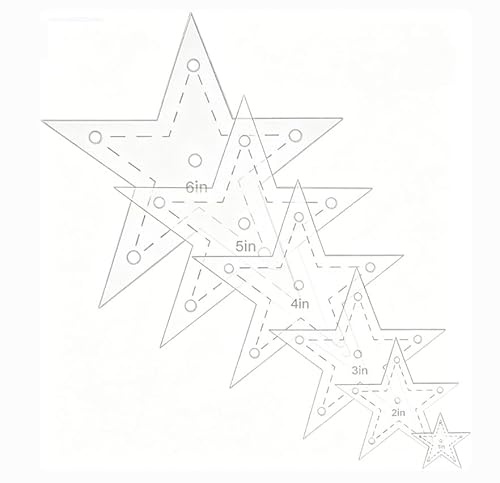 DICOSMETIC Quilting Template Set 6 Sizes Acrylic Star Sewing Template Ruler Star Stencil Template for Hand Quilting and Embroidery, 1/2/3/4/5/6
