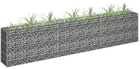 IKAYAA Gabbioni Metallici per Pietre Gabbioni per Sassi da Giardino Gabbione per Fioriera Gabbia Rete per Aiuola Rialzato in Acciaio Zincato-270 x 30 x 60 cm