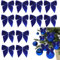 iwiio Blue Bows for Christmas Tree Decorations - 12Pcs Velvet Christmas Tree Ties, Christmas Wreath Bow Christmas Tree Ornaments Bows for Christmas Party Decoration