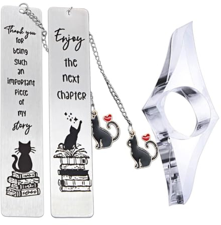 SIRLOMU 2 pièces Marque-page en Métal avec Chaîne, Porte-clés Chat, Personnalisé, pour Amateurs de Livres, Accessoire de Lecture, Cadeau de Lecture pour Adolescents Écrivains