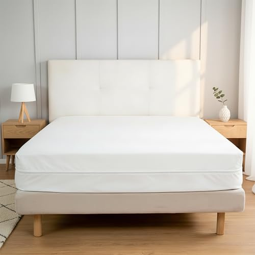 Matratzenbezug mit Reißverschluss und wasserdichter TPU-Schicht - Matratzenschoner mit Rundumschutzm, Atmungsaktiv und Waschbar 90x200cm