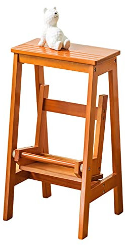 Scaletta in Legno per Uso Domestico, Sgabello Pieghevole in Legno a 2 gradini, Sgabello poggiapiedi per Cucina, Sicurezza Antiscivolo, scarpiera, scaffale per Fiori, libreria per Cucina e Bagno.