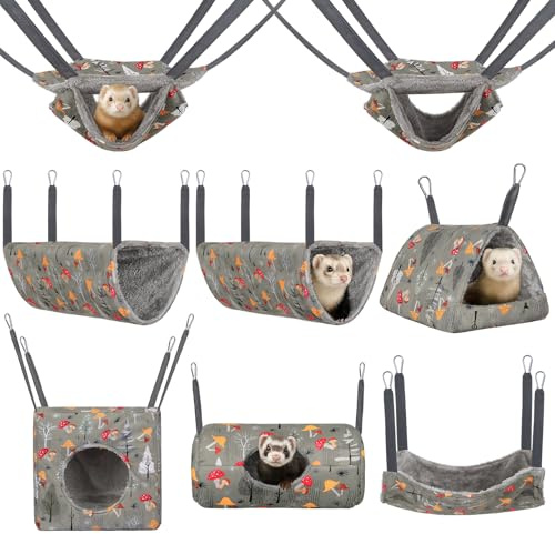 Hedgeink Ferret Hammock 8 Pack Guinea Pig Hammock Washable Rat Chinchilla Hammock Hamster Cage Accessories Cozy Ferret Bed Toys for Small Animals Pet Sugar Glider
