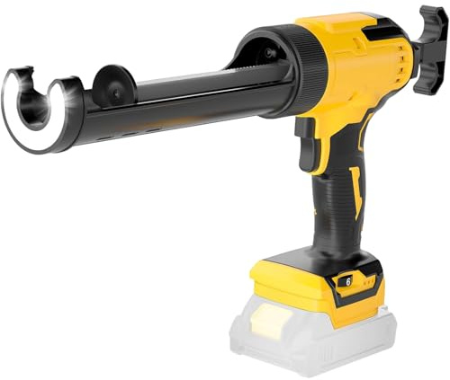 Pressa per cartucce a batteria, compatibile con batteria Dewalt da 20 V, pistola elettrica con luce LED e velocità regolabili, pistola in silicone per cartucce da 300 ml (senza batteria)