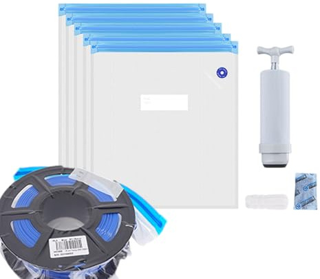 PP Vacuum Storage Bag - 10 Pc's Filament Storage Bags - 5.51 Inches 3D Filament Śtorage, Remove Moisture, Vacuum Sealer | Spool Śtorage & Excellent Sealing, Increases Service Life Hand Pump & Clips