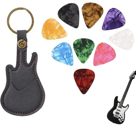1Pc Guitar Pick Holder With 5Pcs 0.96mm Picks(Random Color)