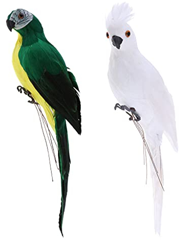 Fenteer 2 Ara Zaunfigur Gartenfigur Zaunhocker und Balkon, Terrasse, Zaun, Dekoration