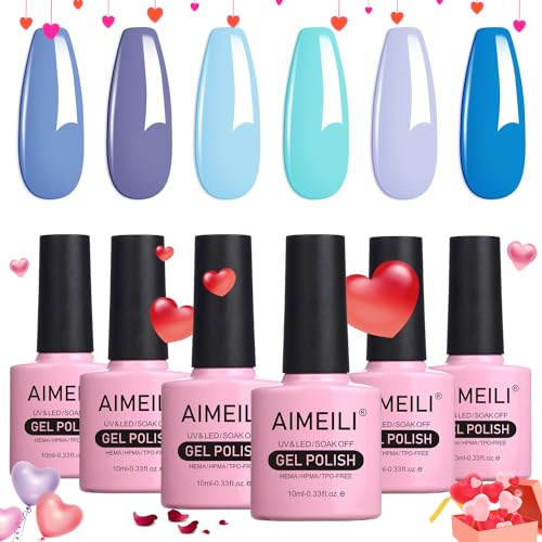 AIMEILI Gel Nail Polish Set Soak Off UV LED Gel Polish Multicolour/Mix Colour/Combo Colour Of 6pcs X 10ml - Gift Kit 32