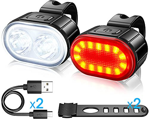 Luci Bicicletta Kit, Luci Anteriore e Posteriore per Bicicletta LED, USB Ricaricabile IPX5 Impermeabili 4+6 Modalità,Disponibile per Uomini Donne, Bambini e Biciclette da Montagna e da Strada.