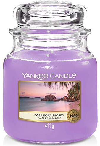 Yankee Candle Duftkerze im Glas (mittelgroß) | Bora Bora Shores | Brenndauer bis zu 75 Stunden