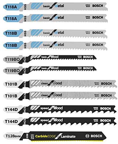 Bosch T11C 11 pc. Laminate/Wood/Metal T-Shank Jig Saw Blade Set