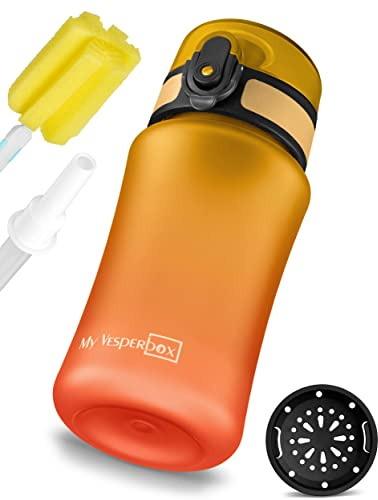 My Vesperbox® vattenflaska för barn – läckagesäker och lämplig för kolsyrade drycker – Water Bottle Kids – för skola och sport – barnflaska för flickor och pojkar – inkl. extra packning