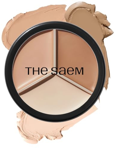 THESAEM Cover Perfection Triple Pot Concealer - Correcteur 3 couleurs avec couvrance totale - Teinte Beige Naturel pour couvrir les imperfections, taches, illuminateur & contouring, 02 Contour Beige