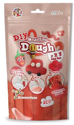 Science4you Pasta Modellare Kit, Crea la Tua Argilla Profumata Morbida e Asciutta, Plastilina Rosso, Regalo Creativo Bambine 4 5 6 7 8+