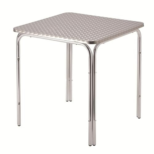 METRO Professional Tavolo da Bar Narni, Alluminio, 70 x 70 cm, Impilabile, Tavolo da Esterno Quadrato, Resistente alle Intemperie, Argento
