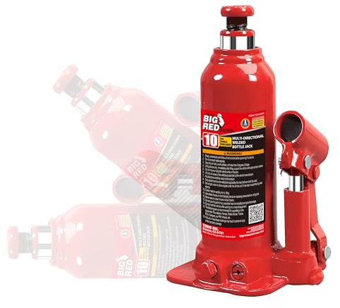 BIG RED T91003C Torin Welded Car Bottle Jack with Vertical and Horizontal Usage: Capacity 10 Ton (20,000 LBs), Red