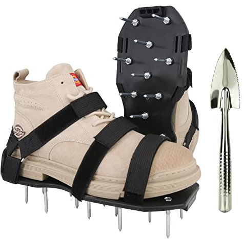 HSLighting Rasenlüfter Schuhe, Nagelschuhe Vertikutierer Ausgleichsmasse mit Doppelter Strap-On-RIST Aerifizierer für Rasen mit Vormontiert, Rasenbelüfter Handvertikutierer für Garten Rasen