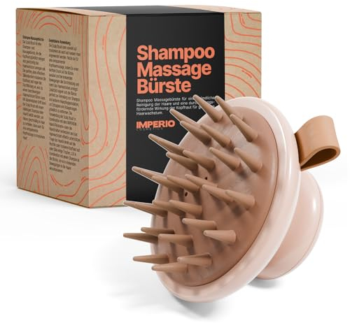 IMPERIO Kopfhaut Massagebürste zur Anregung des Haarwachstums - Premium Scalp Massager für durchblutungsfördernde Kopfmassage - Anwendung im trockenen & nassem Haar (Rosa)