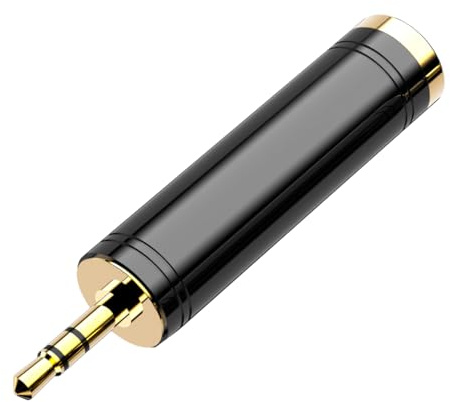 Eanetf 3.5mm to 1/4'' Stereo Gold-Plated Pure Copper Adapter, 1/8 Inch Mini Jack Male to 1/4 Inch Female Jack Stereo Adapter for Headphone Amp Adapte (1PACK-Black)