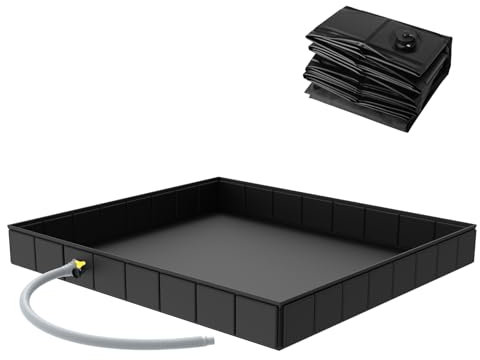 Faltbare Duschbasis, 104x104x13cm große tragbare Duschwanne mit Abflussrohr, Duschzeltbasis, Duschzelt Camping Duschbasis, Zelt Duschwanne Markise Basis für Indoor Outdoor, Haustier Dusche Badewanne