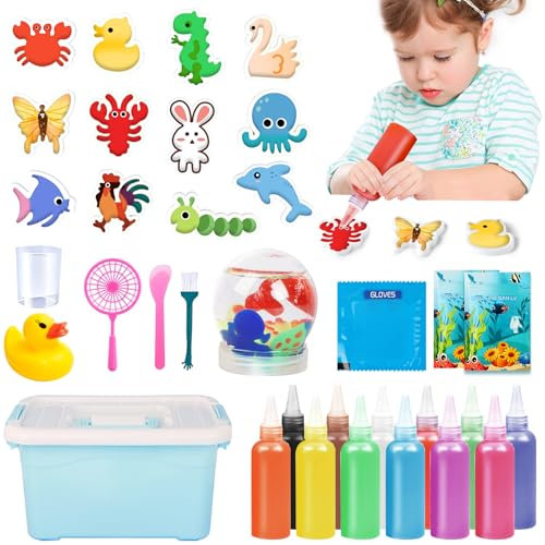 IEEILULU Magic Water Elf, 3D Aqua Gelz mit 12 Vorlagen, Magischer Wasserelfe mit Aufbewahrungsbox, Aqua Fairy Toy Set für Jungen und Mädchen (Colored-60-1)