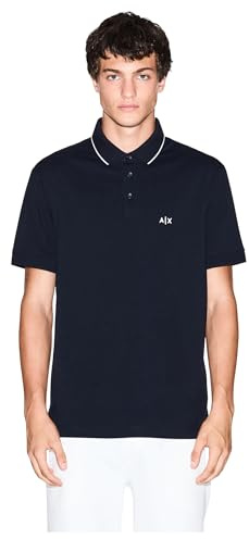 Armani Exchange Essential, Short Sleeve Stiped Collar Side Monogram Logo Polo Hombre