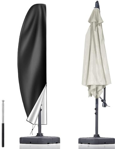 AMFUN Housse de Parasol Déporté en Tissu Oxford 210D, Protection Anti-UV Imperméable avec Fermeture éclair, Perche Télescopique, 265CM(50 * 70 * 40cm)
