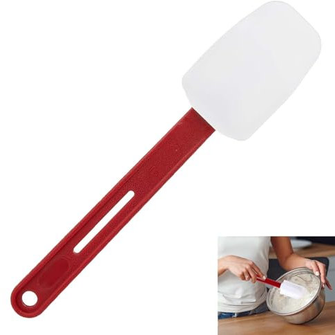 High Temp Silicone Spatulas, Heat Resistant Spatula Spoon for Cooking, Heat Resistant Rubber Spatula Commercial Heavy Duty Silicone Scraper Spatula with Handle for Kitchen Baking Cooking(26cm, Red)