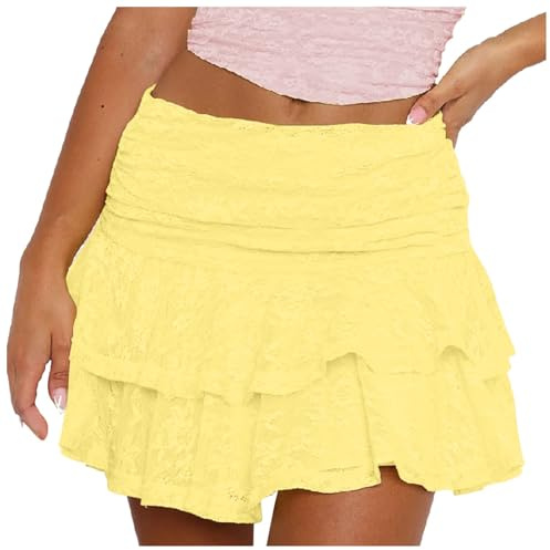 Falda larga Maillard de otoño para mujer, elegante, cintura alta, cóctel, fiesta, boda, acampanada, acampanada, para otoño, 2025 y 2023, amarillo, M
