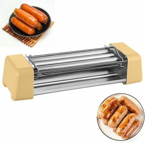 YXYLJOZ Máquina para Asar Perritos Calientes, Grill de Rodillos para Hot-Dogs con Rodillos de Acero Inoxidable, para Cocina de Restaurante, Salchichas de Desayuno (3rods)