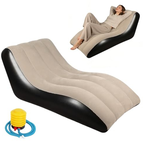 LOMUG Divano gonfiabile, 155 x 86 x 67 cm, per esterni, campeggio, impermeabile, gonfiabile, portatile, con pompa ad aria, per interni ed esterni, campeggio, spiaggia, parco