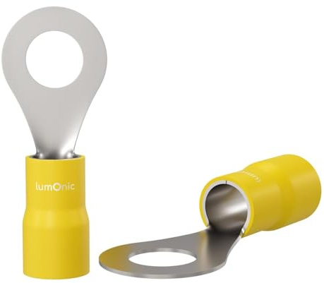 Lumonic 25x capocorda ad anello M6 parzialmente isolato 4-6mm² - Set di capocordi gialli