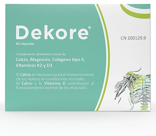 Dekore® de Margan Biotech, 60 cápsulas | Vitamina D3 | Vitamina K2 (MK7) | Bisglicinato de Magnesio | Bisglicinato de Calcio | Colágeno Tipo II | Salud general