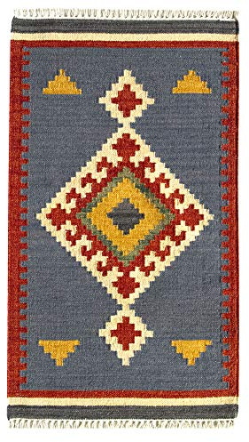 HAMID - Kilim Lori Rug with Modern Design - 100% Wool - Hand Woven Carpet - Corridor, Living Room, Bedroom, Living Room, Entrance (D.1, 110x60cm)