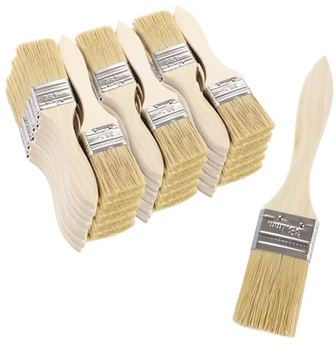 CYEER 50 Stück Malerpinsel 35MM(1,4Zoll), Malerpinsel Set, Flachpinsel Set, Lackpinsel mit Holzgriff, Lasurpinsel Set Naturborstenpinsel für Farben, Lack, Beizen, Klebstoffe