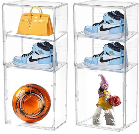 Vaian Klare Schuhbox, Aufbewahrungsbox, Stapelbare Acryl Schuhschrank, Mit magnetischer Tür, Layered, Geeignet für Schuhe, Taschen, Spielzeug (4)