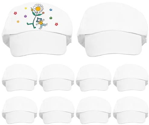 TOYANDONA 10 Pcs Kids Baseball Caps Bulk - DIY Unfinished Arts and Crafts Painting Hats, White Blank Cotton Snapback Cap for Kids, Summer Sun Protection, Graffiti Fabric Painting Party Favors