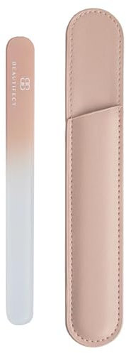 Beautifect Crystal Nail File - Glass Nail File with Precision-Filling & Durable Tempered Glass - with Vegan Leather Storage Pouch - Glass File for Natural Nails and Manicures
