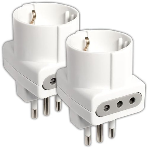 V-TAC 2x Multipresa Adattatore Triplo con 2 Prese 10A + 1 Presa Frontale Bipasso Schuko e Spina 16A - Adattatore di Corrente da Muro per Casa, Ufficio, Negozio, Azienda, Bianco - Max 1500W