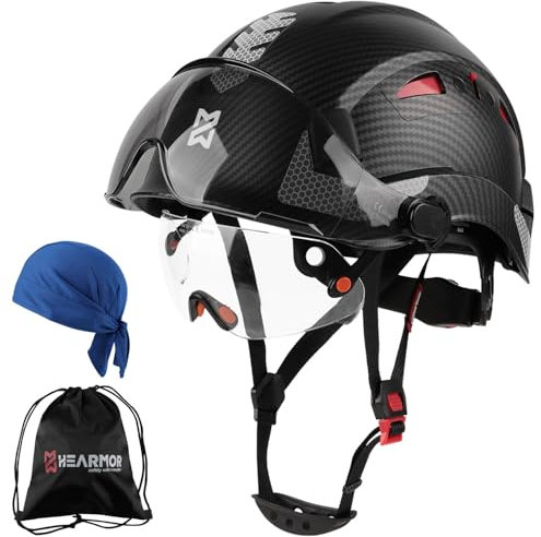 HEARMOR Sicherheitshelm EN397 Geprüft Hochfestes ABS-Material, Doppelvisier für schnelle Hell/Dunkel-Szenenwechsel, Leicht Ideal für Industrie, Baugewerbe Arbeitshelm, Schutzausrüstung