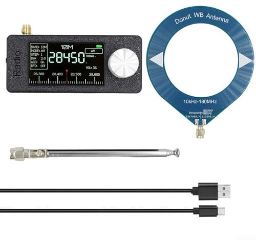 9,9 K-108 Mhz minifickstorlek SI4732 radio, 1,9 tum IPS högupplöst färgskärm, inbyggt 800 MAh-batteri, bärbar mottagare, ögleantenn digital radio, stöder flera frekvenser (B)