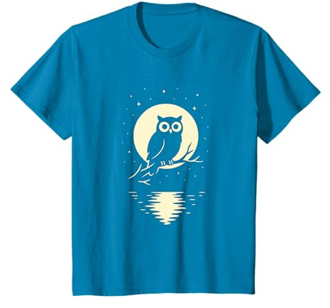 Chouette à la pleine lune motif forêt ciel étoilé nuit T-Shirt
