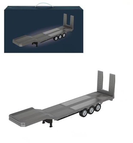 WANENGEDIY Tractor de plataforma plana a control remoto, escala 1/18, semirremolque plano para camión tractor resistente 770S, modelo de vehículo de construcción de ingeniería para adultos