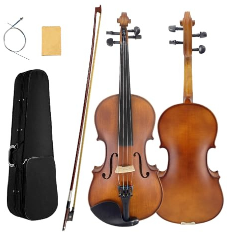 Conboxus 16-Inch Viola Solid Wood 4-String Viola Set Full Size for Beginners, Professional Handcrafted Acoustic Kit with Ebony Fittings, Hard Case, Extra Strings, Antique Satin Finish (16-inch)
