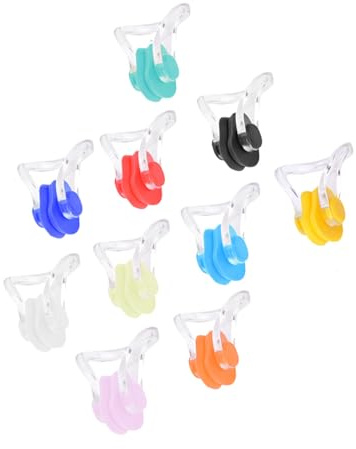TOPINCN Pince-Nez de Natation - Bouchon de Nez étanche en Silicone, 20 Pièces, 10 Couleurs, Clips pour Adultes et Enfants de Plus de 7 Ans
