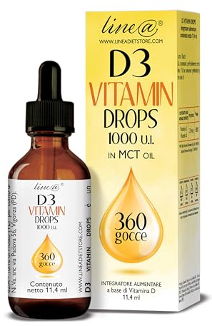 VITAMINA D3 Line@diet 360 gocce NUOVA FORMULAZIONE | Alto dosaggio 1000 U.I. per GOCCIA | in OLIO MCT da COCCO